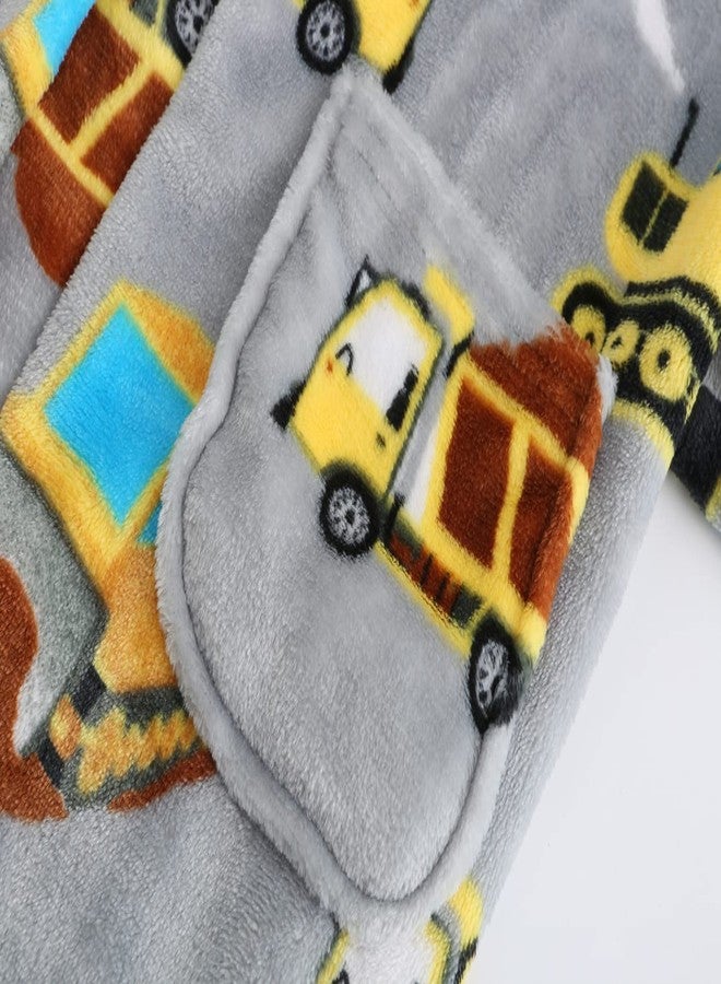 Best for All Boys Girls Bathrobes Soft Hooded Bathrobes Sleepwear robe Girls boys (Excavator, 7-8 Years), Excavator, 7-8 years - Image 5