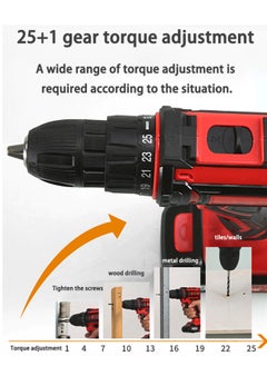 WAMIT 48V Cordless Drill Set, 128PCS Electric Drill Tool Kit with 3/8" Keyless Chuck of Metal & 18+2 Clutch with Impact, Max Torque 40Nm, 2-Variable Speed, Professional Household Home Tool Kit Set  - Image 4