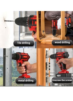 WAMIT 48V Cordless Drill Set, 128PCS Electric Drill Tool Kit with 3/8" Keyless Chuck of Metal & 18+2 Clutch with Impact, Max Torque 40Nm, 2-Variable Speed, Professional Household Home Tool Kit Set  - Image 5