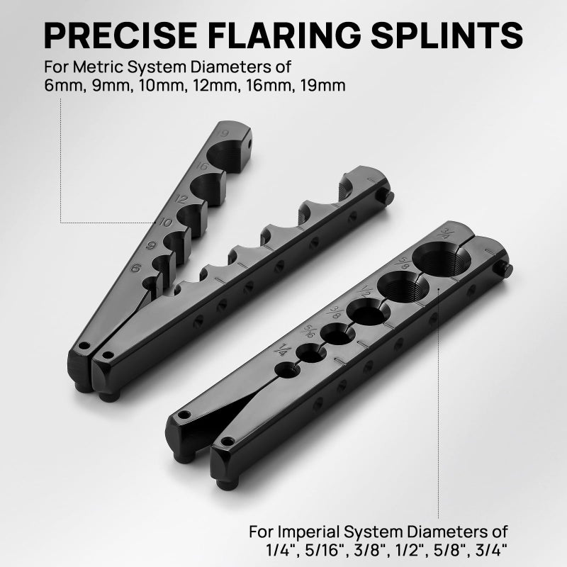 TURBRO HVAC FlaringTool Kit for 1/4 to 3/4in Pipes, 45 Degree Eccentric Cone Type, 2 Flaring Splints, Single Flaring Tool with a Pipe Cutter and Deburring Reamer, for Copper and Aluminum Pipes - Image 3