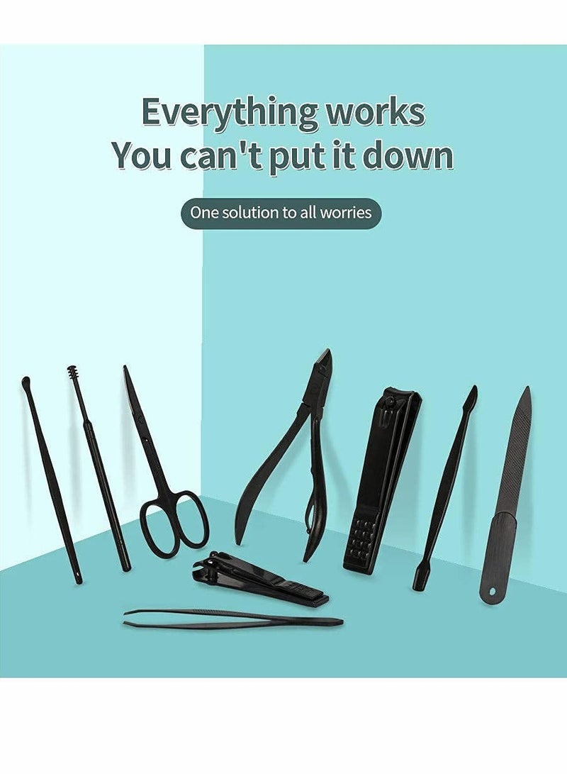 KASTWAVE مجموعة مقصات الأظافر المهنية 18 قطعة، من الفولاذ المقاوم للصدأ الأسود، مقص أظافر حاد، مجموعة العناية بالقدمين واليدين مع علبة معدنية Cortex للرجال والنساء - Image 5