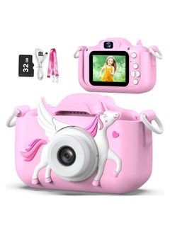 FARROBIZZ Kids Selfie Camera Toys for Girls Age 3-9, Digital Video Camera Toy with Protective Cover,Christmas Birthday Festival Gifts for 3-9 Year Old Girls Boys- 32GB SD Card Included (Pink-H15)  - Image 1