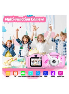 FARROBIZZ Kids Selfie Camera Toys for Girls Age 3-9, Digital Video Camera Toy with Protective Cover,Christmas Birthday Festival Gifts for 3-9 Year Old Girls Boys- 32GB SD Card Included (Pink-H15)  - Image 2