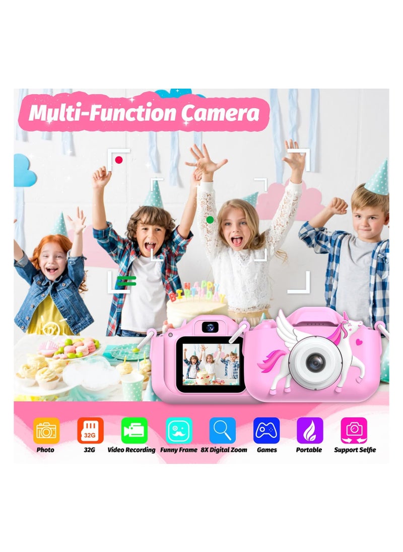 FARROBIZZ Kids Selfie Camera Toys for Girls Age 3-9, Digital Video Camera Toy with Protective Cover,Christmas Birthday Festival Gifts for 3-9 Year Old Girls Boys- 32GB SD Card Included (Pink-H15)  - Image 2