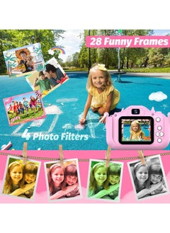 FARROBIZZ Kids Selfie Camera Toys for Girls Age 3-9, Digital Video Camera Toy with Protective Cover,Christmas Birthday Festival Gifts for 3-9 Year Old Girls Boys- 32GB SD Card Included (Pink-H15)  - Image 3
