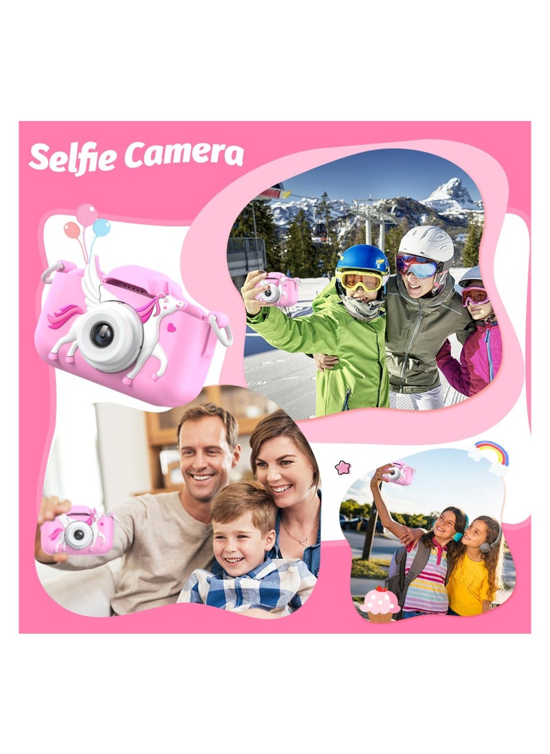 FARROBIZZ Kids Selfie Camera Toys for Girls Age 3-9, Digital Video Camera Toy with Protective Cover,Christmas Birthday Festival Gifts for 3-9 Year Old Girls Boys- 32GB SD Card Included (Pink-H15)  - Image 4