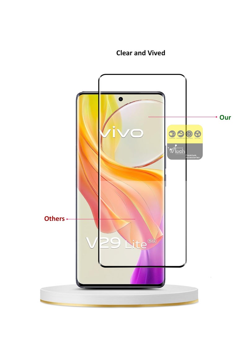 دبليو تيك واقي شاشة زجاجي مقوى Vivo V29 Lite 5G / V27 5G 2023 Premium E2E Full Glue بغطاء كامل (MSGECN) - شفاف / أسود - Image 4