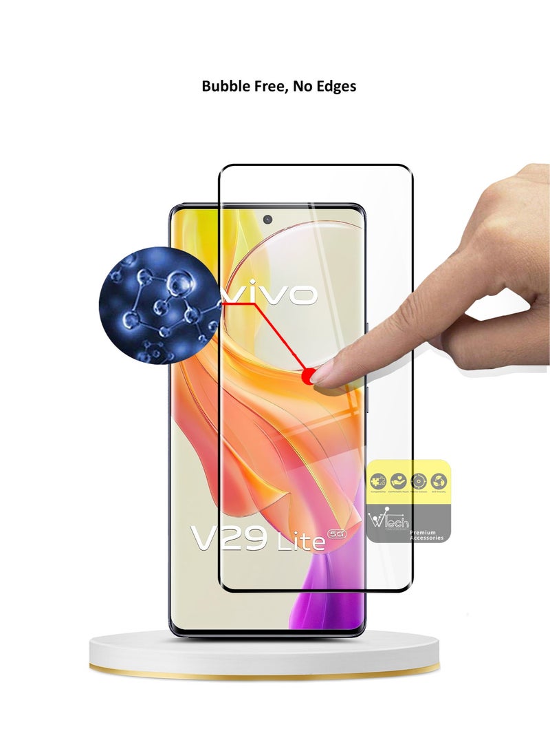 دبليو تيك واقي شاشة زجاجي مقوى Vivo V29 Lite 5G / V27 5G 2023 Premium E2E Full Glue بغطاء كامل (MSGECN) - شفاف / أسود - Image 5