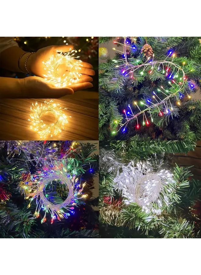 1 قطعة من أضواء LED الخيطية السحرية تعمل بالطاقة USB، متعددة الألوان، بطول 3 أمتار، 100 مصباح LED، 8 أوضاع، تحكم عن بعد مع مؤقت، لتزيين شجرة عيد الميلاد، غرفة النوم، النافذة، حفلات الزفاف، والديكور الداخلي والخارجي. - Image 4