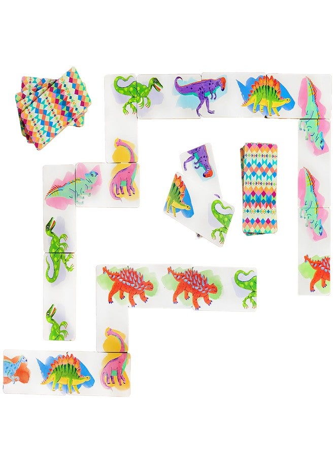 eeBoo Floor Head to Toe Dominoes - Dinosaurs 28 Piece Matching Game, Colorful Dinosaur Tiles, Screen-Free Fun for Kids Ages 3 and up - Image 3