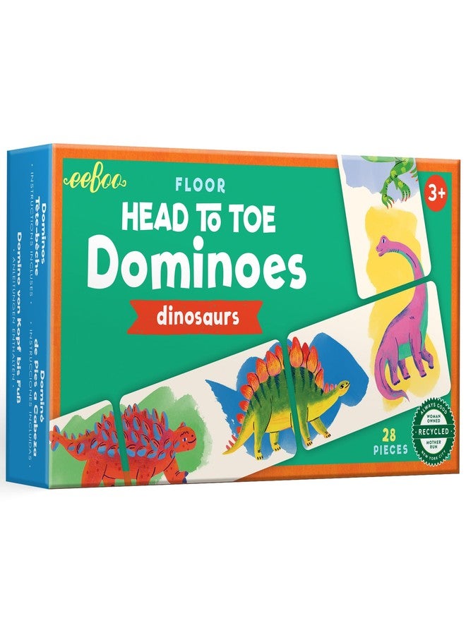 eeBoo Floor Head to Toe Dominoes - Dinosaurs 28 Piece Matching Game, Colorful Dinosaur Tiles, Screen-Free Fun for Kids Ages 3 and up - Image 1