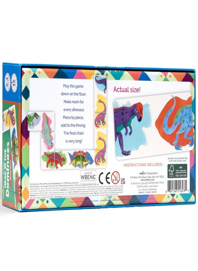 eeBoo Floor Head to Toe Dominoes - Dinosaurs 28 Piece Matching Game, Colorful Dinosaur Tiles, Screen-Free Fun for Kids Ages 3 and up - Image 2