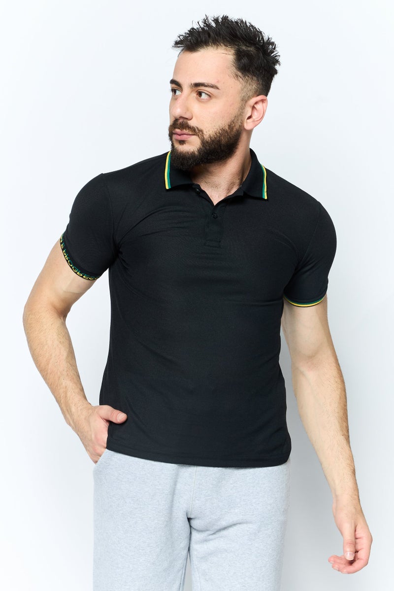 PUMA قميص بولو رياضي قصير للرجال، أسود - Image 1