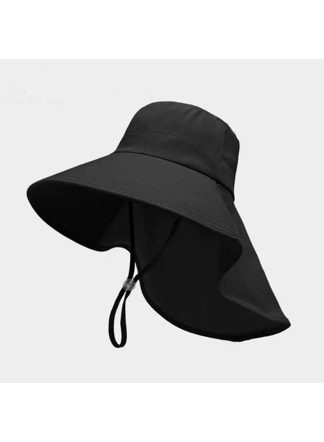 Large Brim Sun Hat with Neck Flap Shawl for Women Breathable UV Protection Fisherman Cimbing Cap Outdoor Accessory 
