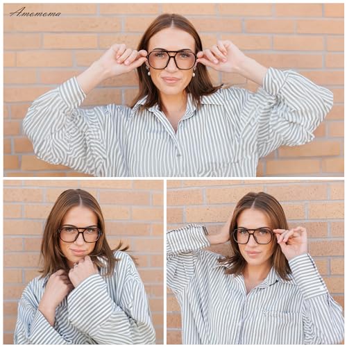 AMOMOMA Trendy Retro Aviator Reading Glasses for Women Men,Classic Large Oversized Reader Blue Light Computer Frame AM6145 C1+C2+C3 1.50x - Image 2
