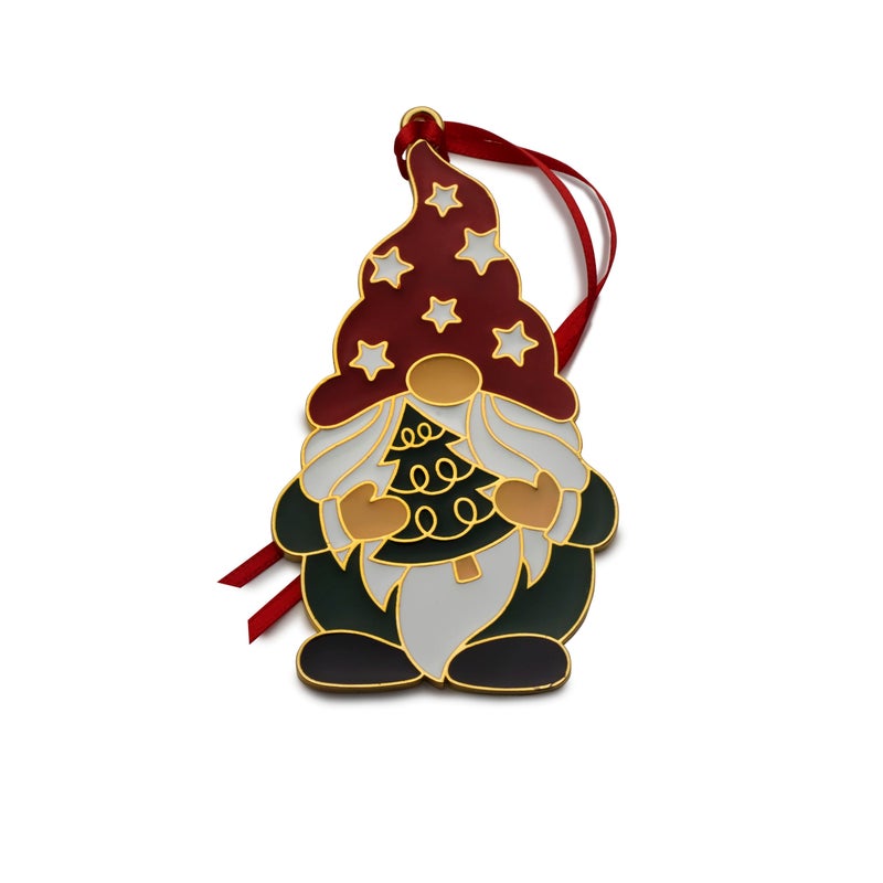 Wallace 2024 Gold Plated and Enameled Wonder of Christmas Gnome Ornament 15th Edition - Image 1