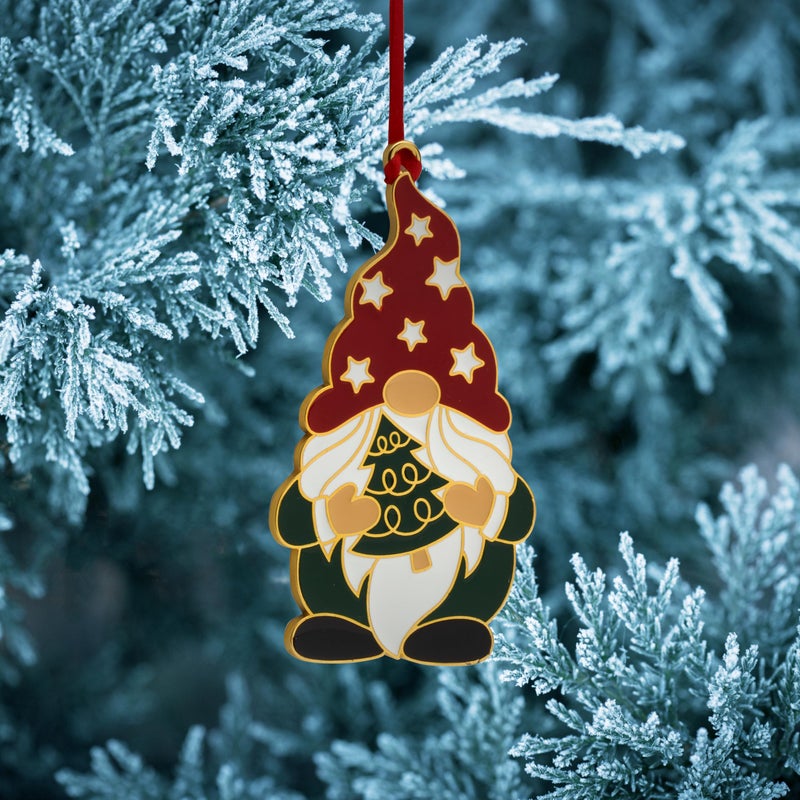 Wallace 2024 Gold Plated and Enameled Wonder of Christmas Gnome Ornament 15th Edition - Image 3