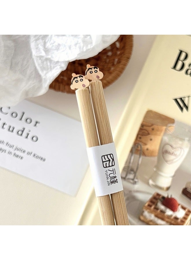 [Yuanjin Bamboo Wood] Xiaoxin Chopsticks 2023 Sweat Xiaoxin Chopsticks Lishui Yuanjin Bamboo Wood 24cm-Color:Bamboo Chopsticks Yellow Hat Xiaoxin Chopsticks  - Image 1