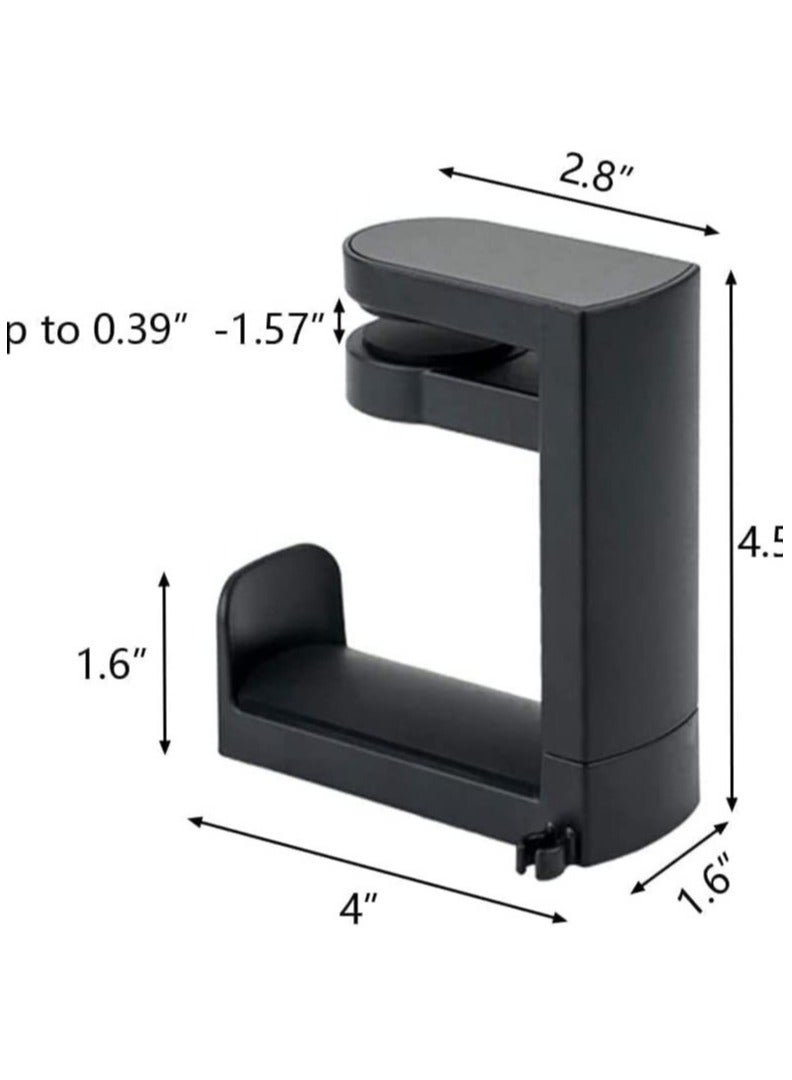 Rotating Headphone Stand , Gaming Headset Stand, Adjustable Clamp-on Headphone Holder, Headphone Hanger Hook Under Desk with 360 Degree Swivel&Cable Clip Organizer - Black  - Image 2