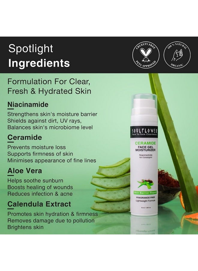 Soulflower Ceramide Moisturizer With Niacinamide & Aloe Vera For Instant Hydration, Super Light, Skin Barrier Repair Cream For Dry, Normal & Senstive Skin, Dark Spots & Blemishes Men & Women | 50Ml  - Image 3