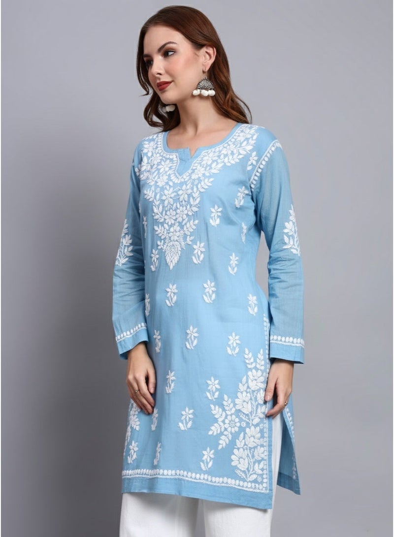 الايا كرتي قطن مطرزة يدوياً بشيكانكاري للنساء - Image 4