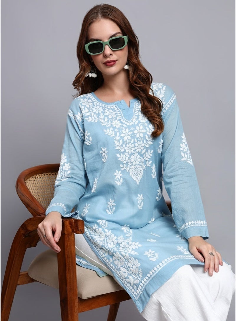 الايا كرتي قطن مطرزة يدوياً بشيكانكاري للنساء - Image 5