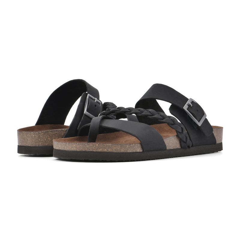 WHITE MOUNTAIN Shoes Hazy Footbed Sandal, Black/Nubuck, 9 M - Image 2