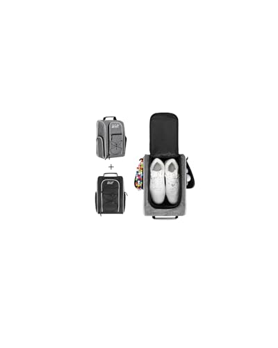 Wolt 2 Pcs Golf Shoe Bag for Travel Zippered Shoes Carrier Bags with Ventilation Double Outside Accessory Pocket for Socks Tees Golf Balls Etc for Women and Men BlackGrey - Image 1