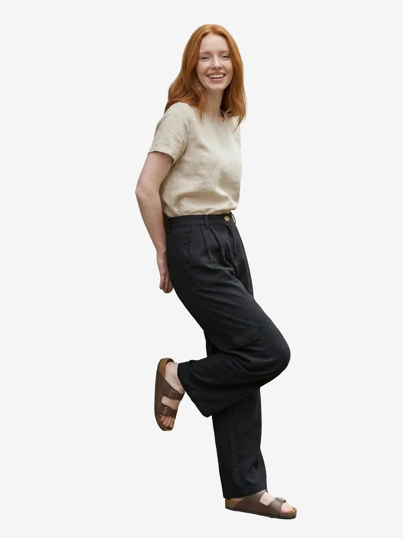 My Fashion Black MY FASHION High Waist Wide Leg Cargo Trousers for Women | Best Price UAE