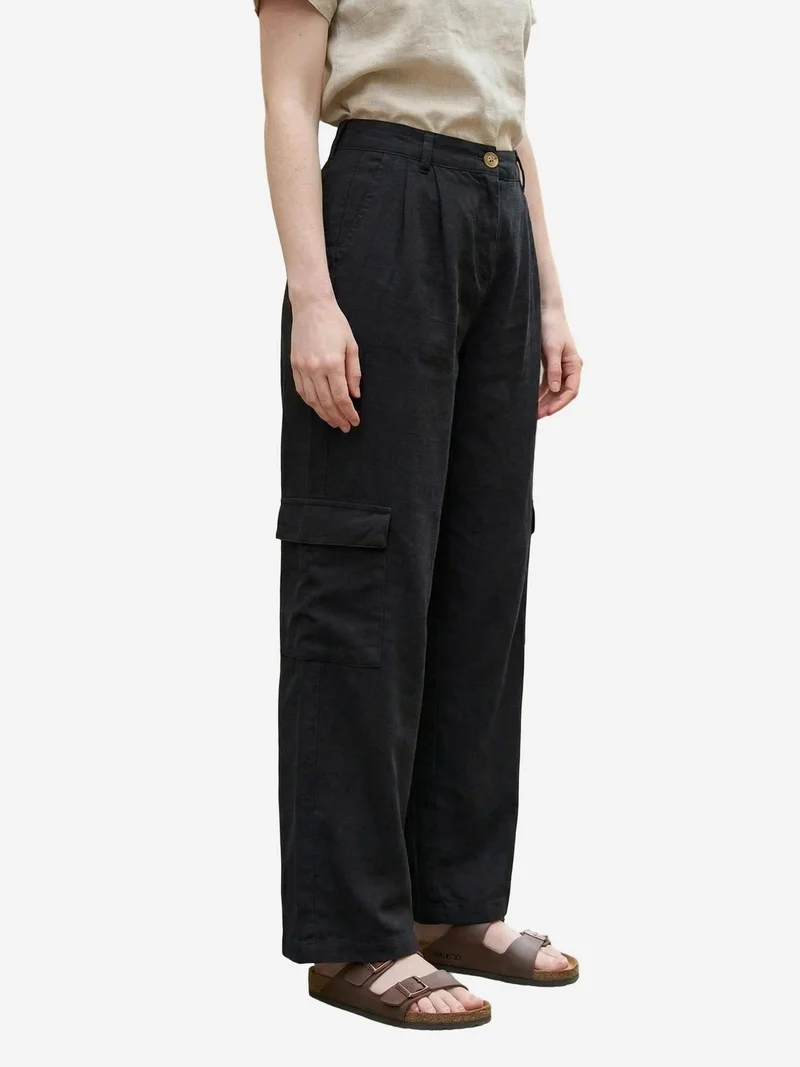 My Fashion Black MY FASHION High Waist Wide Leg Cargo Trousers for Women | Best Price UAE