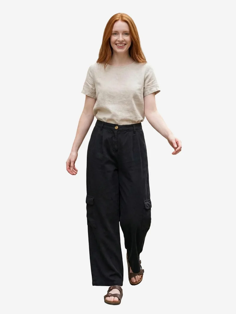 ماي فاشن MY FASHION High Waist Wide Leg Cargo Trousers