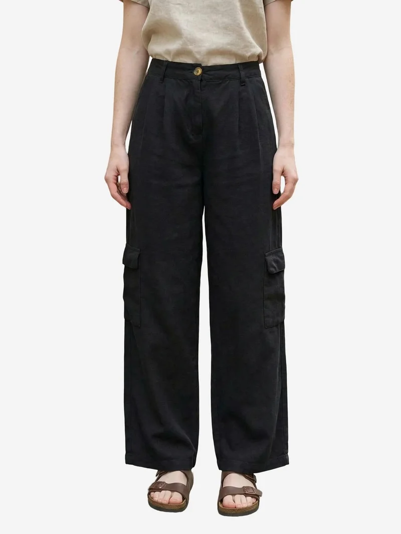 ماي فاشن MY FASHION High Waist Wide Leg Cargo Trousers