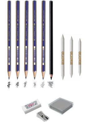 Glance Faber Graduated Art Pencil Set Hb-B-2b-4b-5b Dough Eraser, pencil sharpener, dispensing pencils, eraser 