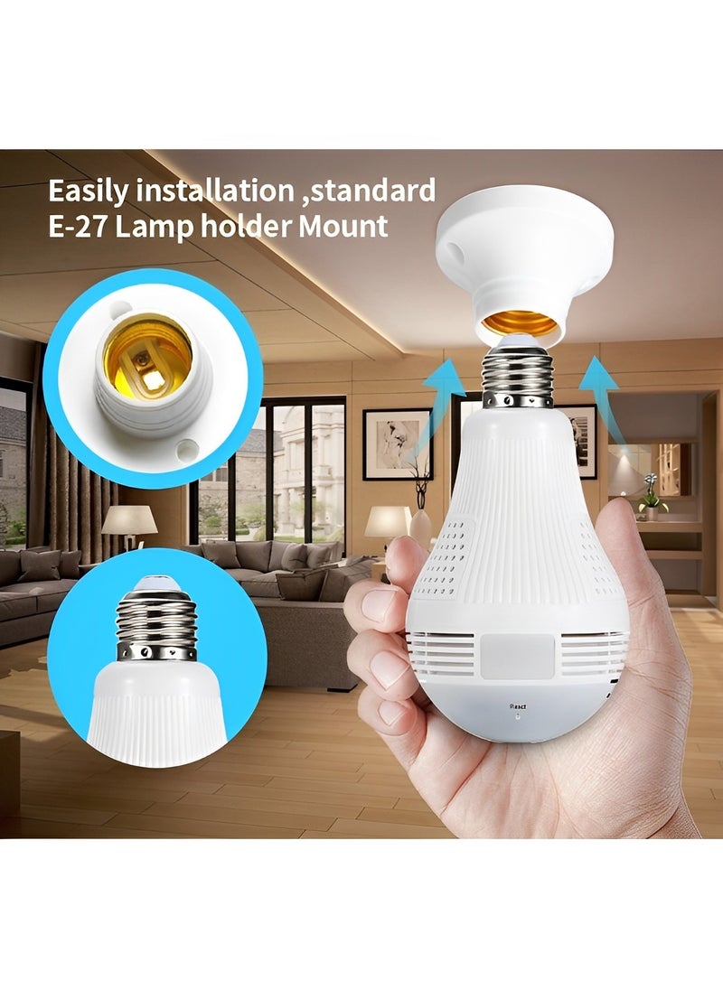 REOCLE - 2K Bulb Security Camera 360° Wireless Security Cameras with Full Color Day and Night & Motion Detection & Easy Installation & Audible Alarm Security Camera for Outdoor Indoor - Image 1