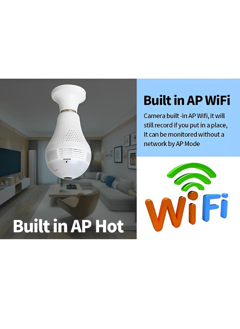 REOCLE - 2K Bulb Security Camera 360° Wireless Security Cameras with Full Color Day and Night & Motion Detection & Easy Installation & Audible Alarm Security Camera for Outdoor Indoor - Image 1