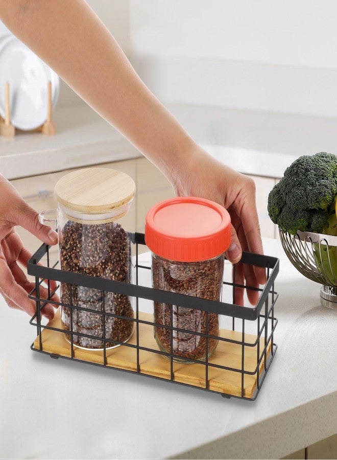 Limbeuuu Set of 2 Small Wire Baskets, Narrow Black Metal Storage Bins for Bathroom Counter & Kitchen, Farmhouse Rustic Organizer Trays for Pantry, Office, RV, Countertop Decoration - Image 3
