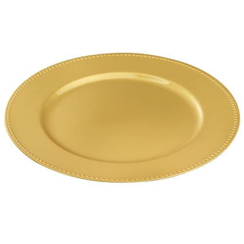 Okllen 12 Pack Plastic Gold Charger Plates, 13" Round Beaded Charger Plates for Wedding, Catering Event, Tabletop Decor - Image 5