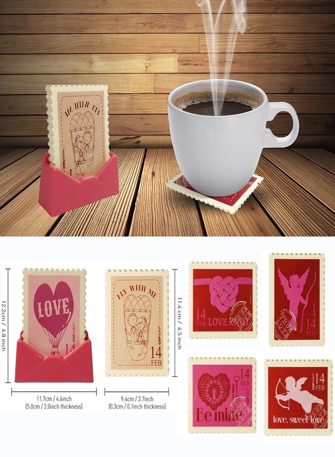 Chooseyo 6 Piece Vintage Stamp Silicone Coaster Fit for All Kinds of Cups with Vintage Gift Box,Set for Cafes, Bars, Home&Stamp Lovers Collect,Unique Coffee Table Decor & Romantic Gifts for Couples - Image 5