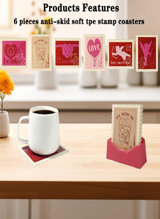 Chooseyo 6 Piece Vintage Stamp Silicone Coaster Fit for All Kinds of Cups with Vintage Gift Box,Set for Cafes, Bars, Home&Stamp Lovers Collect,Unique Coffee Table Decor & Romantic Gifts for Couples - Image 3