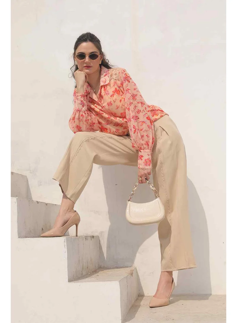 Luxe & Hardy طقم لوكس آند هاردي سيليست من الدانتيل - بيج