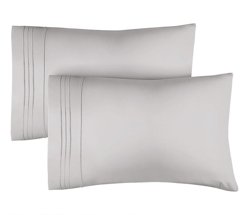CGK Unlimited CGK Unlimited Queen Pillow Cases ((Set of 2))- Soft  Hotel Quality Pillowcase Covers- Comfy Bedding- Machine Washable Pillow Protectors- Light Grey  - Image 1
