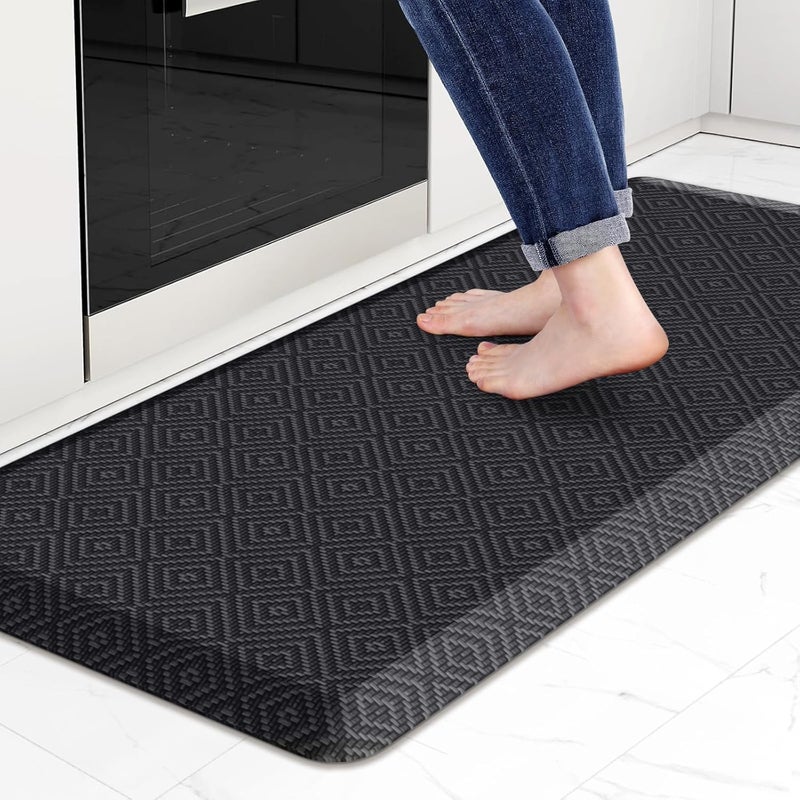 Mattitude 4/5 Inch Thick Kitchen Mat Cushioned Anti-Fatigue Floor Mat Water Resistant Non-Slip Mats and Rugs Standing and Comfort Desk Mats for House Sink Office Laundry (Black, 17.3"x39") - Image 1