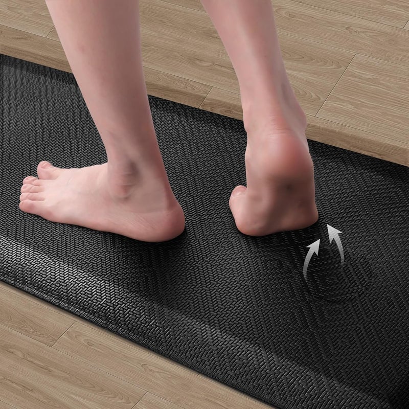 Mattitude 4/5 Inch Thick Kitchen Mat Cushioned Anti-Fatigue Floor Mat Water Resistant Non-Slip Mats and Rugs Standing and Comfort Desk Mats for House Sink Office Laundry (Black, 17.3"x39") - Image 3