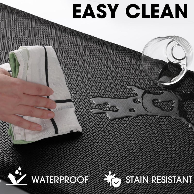 Mattitude 4/5 Inch Thick Kitchen Mat Cushioned Anti-Fatigue Floor Mat Water Resistant Non-Slip Mats and Rugs Standing and Comfort Desk Mats for House Sink Office Laundry (Black, 17.3"x39") - Image 4
