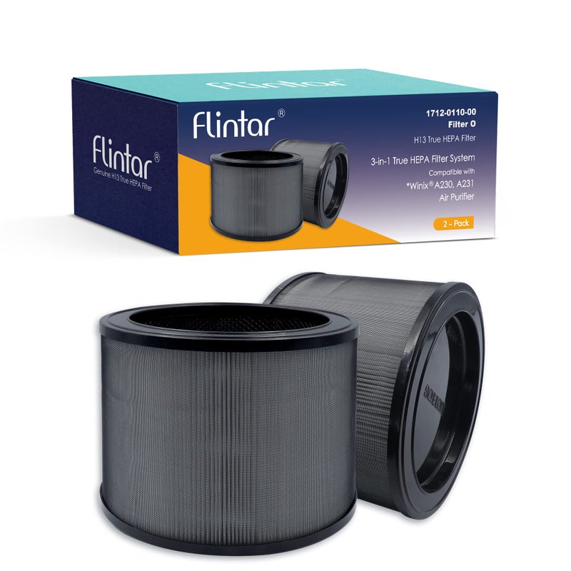 Flintar Replacement Filter O Compatible with Winix A230 and A231 Air Purifier Part1712011000 3in1 H13 Grade Filtration  Activated Carbon Filter 2Pack