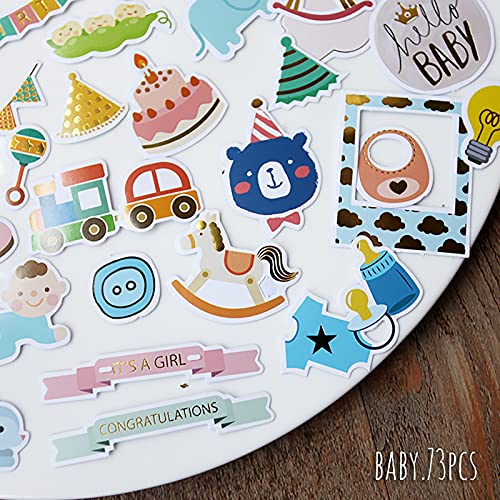 Doraking 73PCS Baby Loves Foil Gold Decorative Stickers for Scrapbook Journals Birthday Party Invitation Cards Kids Gift Wrap Stickers, Doraking No-Repeat Cute Cartoon Stickers (Baby) - Image 5