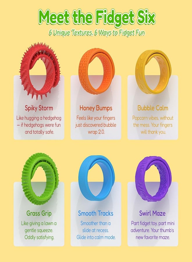 WorWoder 6 Pack Sensory Fidget Toys Slap Bracelets, Textured Silicone Sensory Toys for Kids, Calming Tool for Special Needs, Wearable Anxiety Relief Toys for Adults Office Desk, Travel and Classroom - Image 3