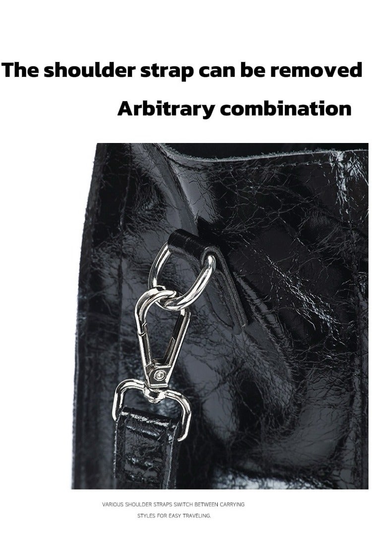 Black Large Capacity Tote Bag Fits 14" Laptop & Tablet Multi-Zip Pockets Adjustable Shoulder Strap Work Travel Essentials - Image 4