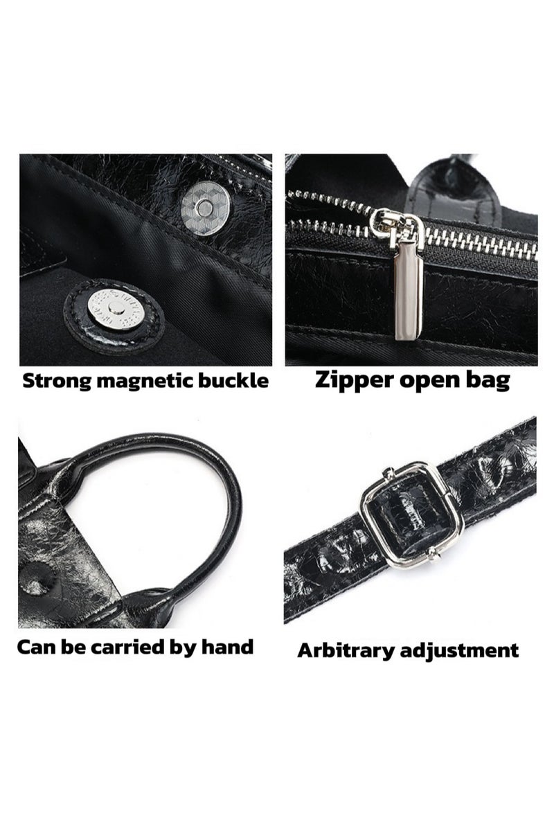 Black Large Capacity Tote Bag Fits 14" Laptop & Tablet Multi-Zip Pockets Adjustable Shoulder Strap Work Travel Essentials - Image 5