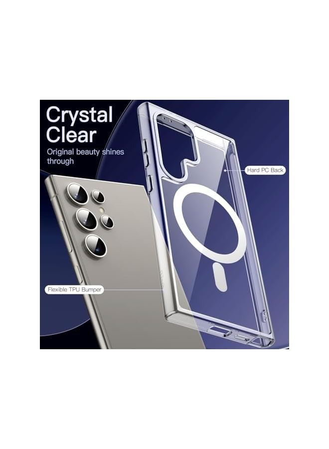 جي تيك حافظة JETech مغناطيسية لهاتف Galaxy S24 Ultra 5G، متوافقة مع MagSafe، غطاء هاتف واقٍ مقاوم للصدمات، ظهر صلب غير أصفر من البولي كربونات (شفاف) - Image 4